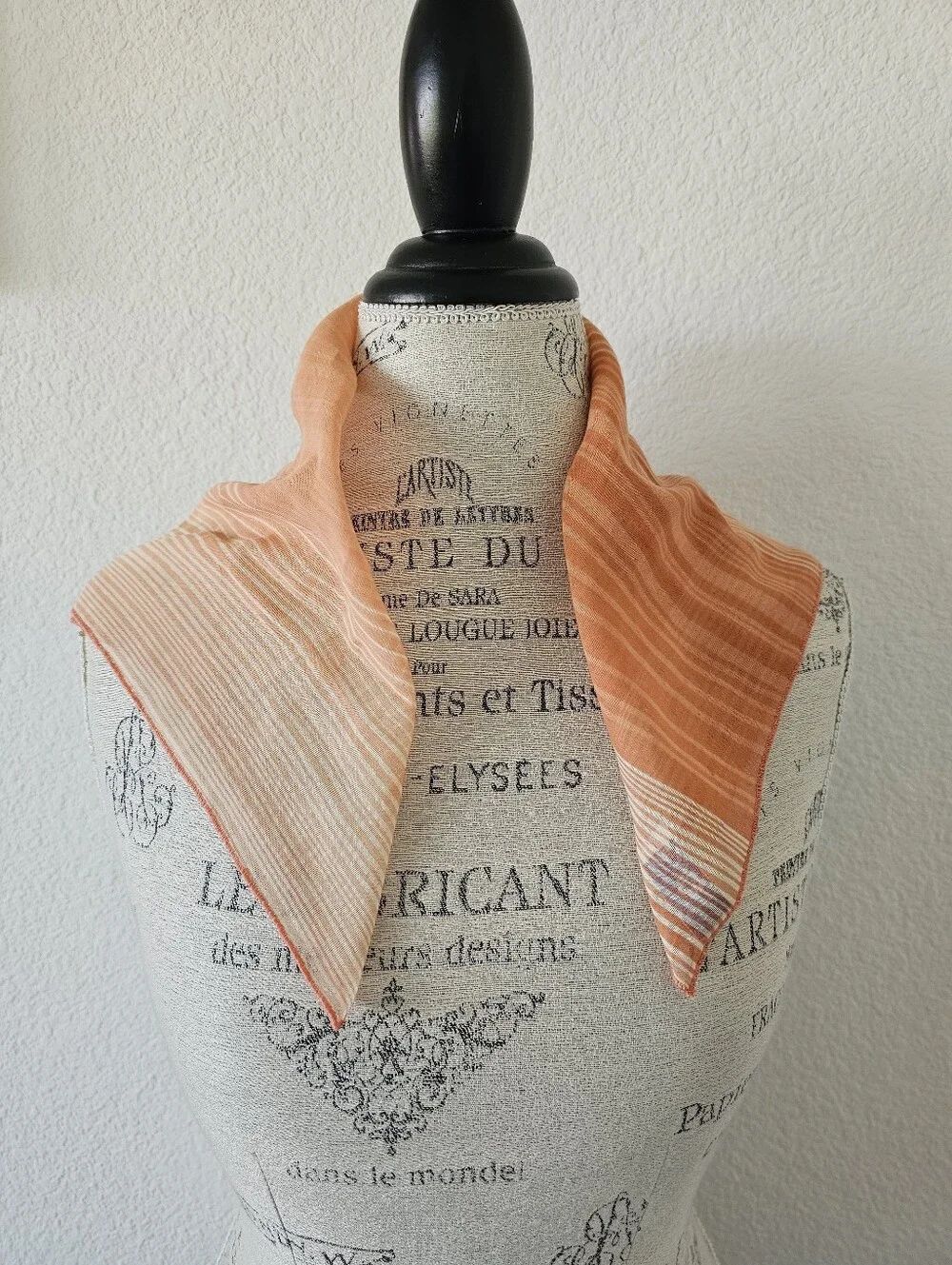 Vintage Cathy 1888 Saks California Striped Scarf – Orange Cream 21